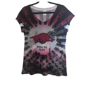 Arkansas Razorbacks Shirt Womens Hogs Short Sleeve All Over Print Size Large